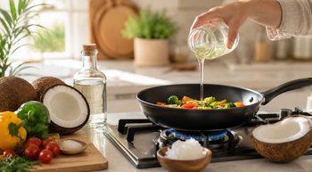 Virgin coconut oil in cooking for healthy everyday meal preparation