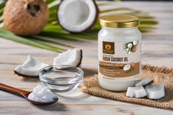Coconut oil applied to face for Ayurvedic skincare benefits