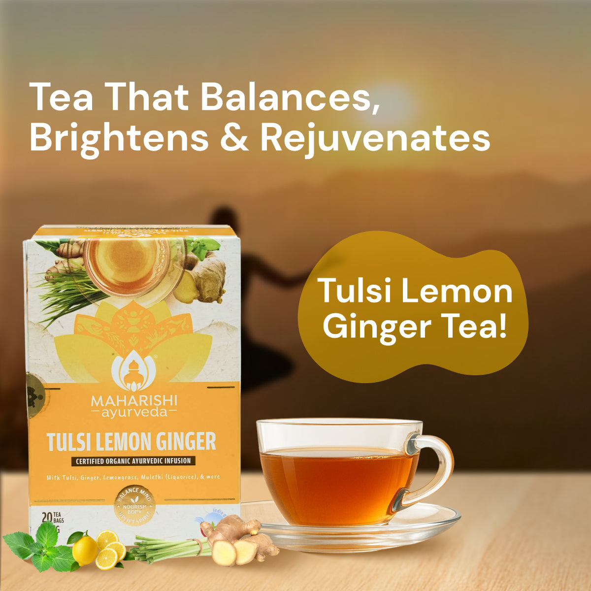 Tulsi Lemon Ginger Tea | Supports Immunity & Digestion