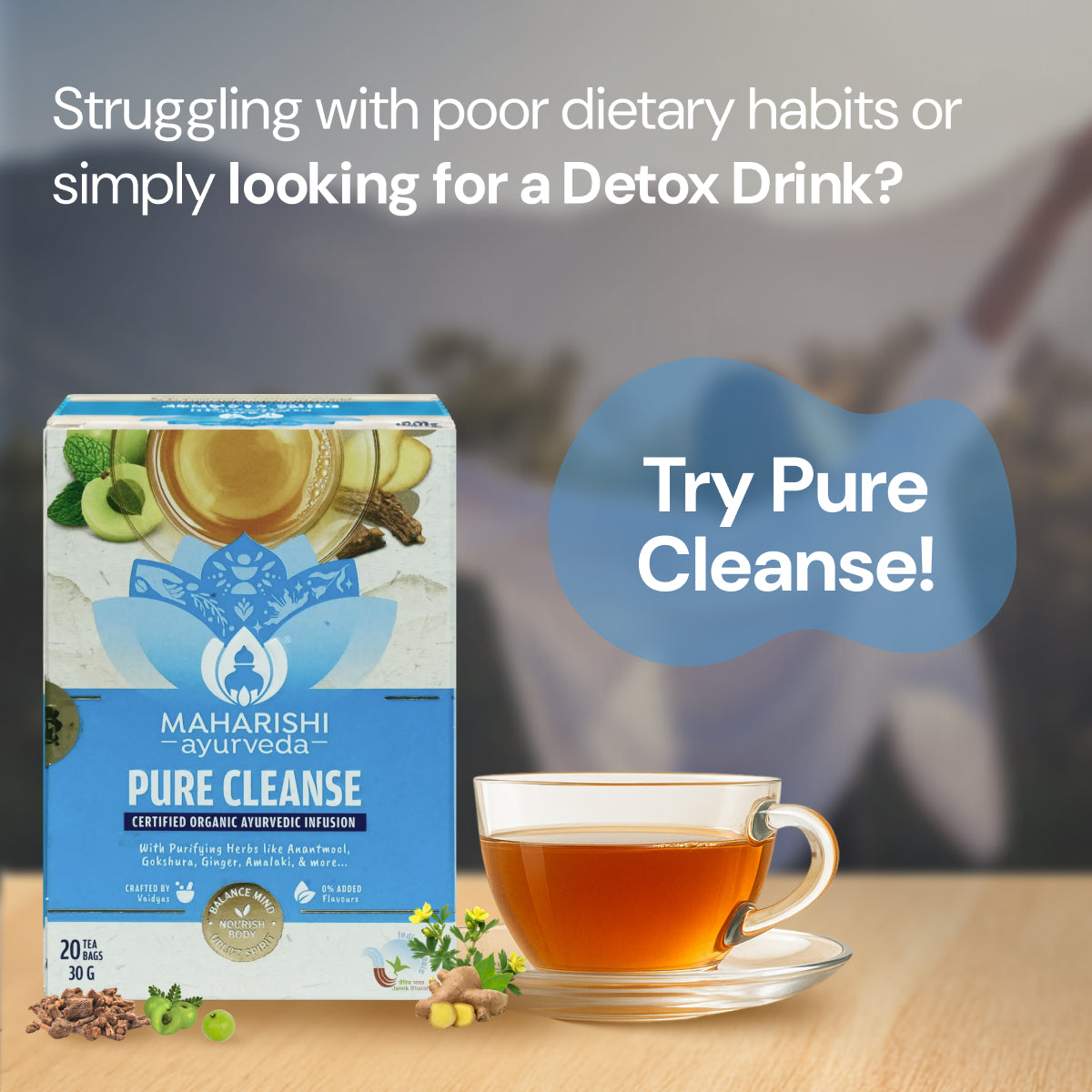 Pure Cleanse: Ayurvedic Detox Tea | Natural Purifying Herbal Blend