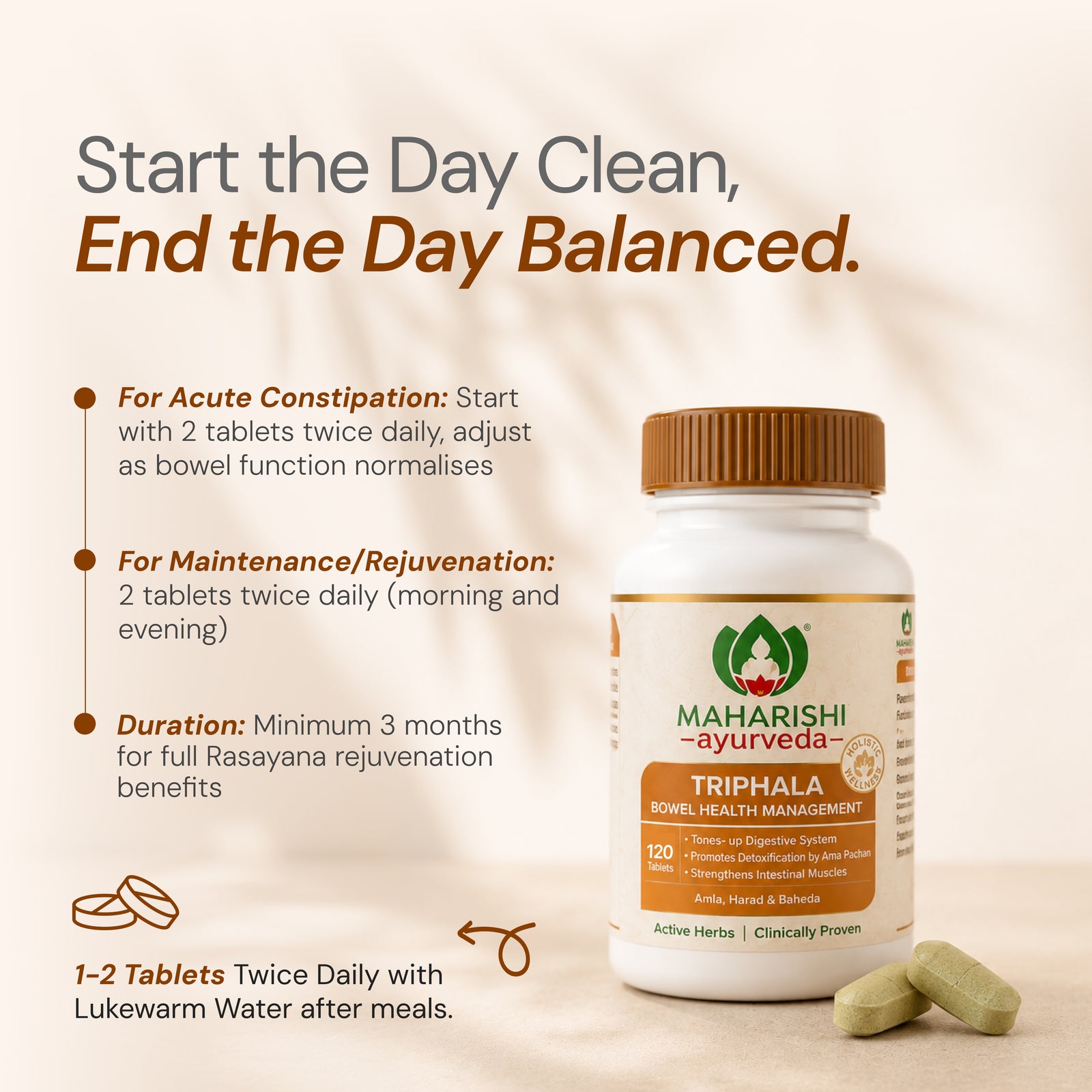 Maharishi Ayurveda Triphala Tablets – Digestive Detox & Gut Health Support