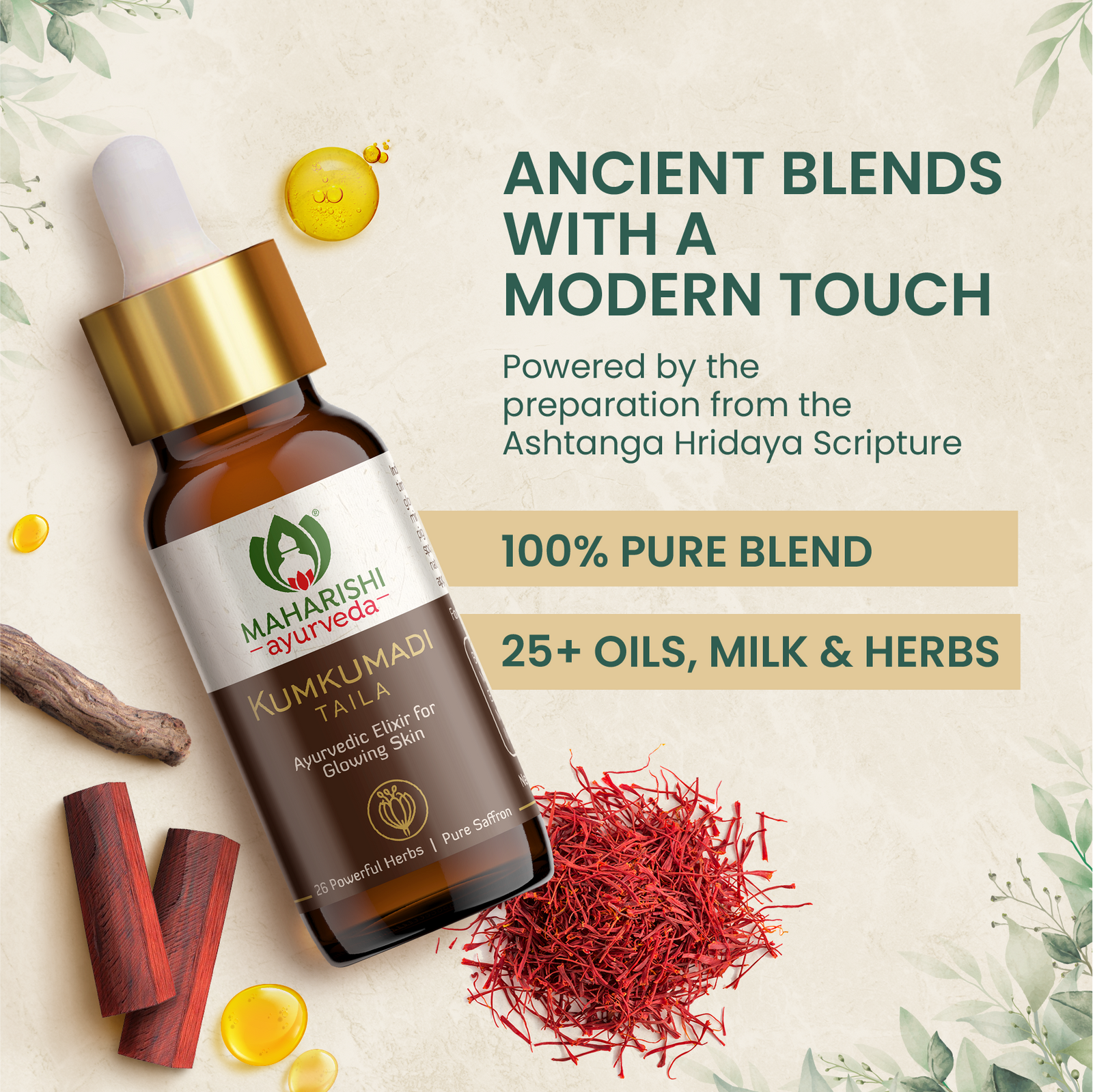Kumkumadi Oil - Ayurvedic facial Oil  for Radiant, Glowing Skin