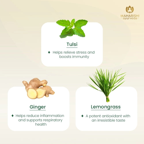 Tulsi Green Tea Lemon Ginger | Ayurvedic Stress Relief & Immunity