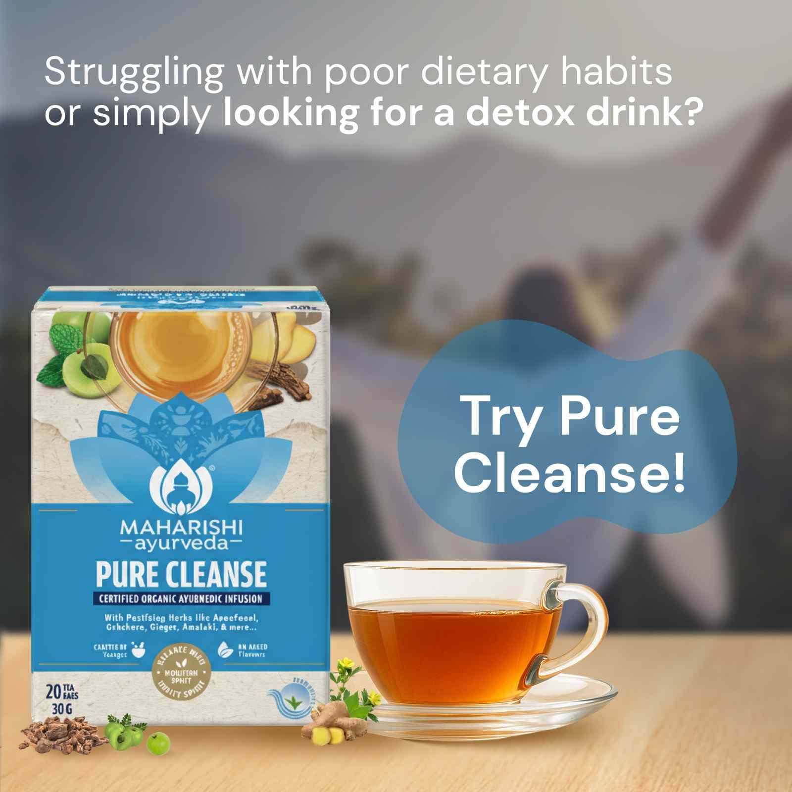Pure Cleanse: Ayurvedic Detox Tea | Natural Purifying Herbal Blend