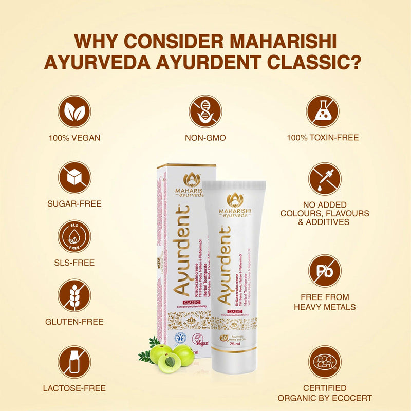 Ayurdent - Classic - For strong teeth and healthy gums (75 ml) - Maharishi Ayurveda India