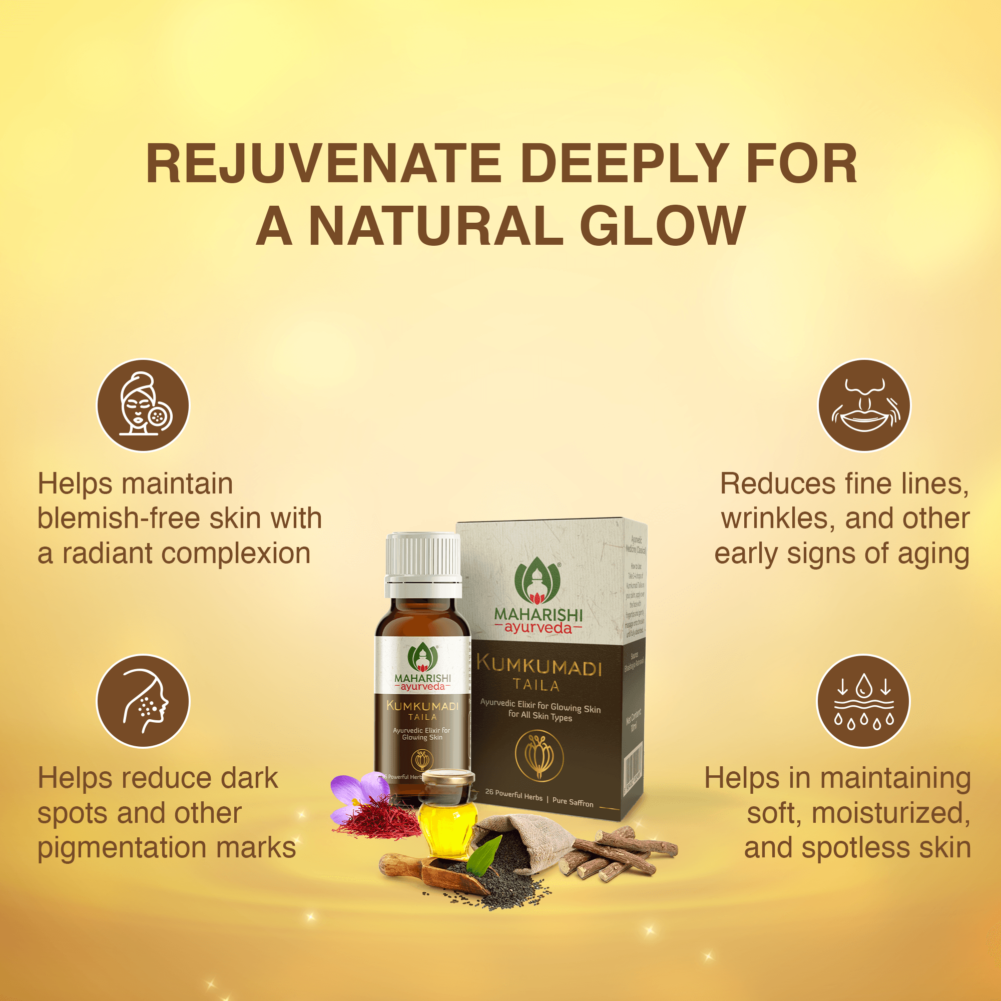 Best Ayuvedic Kumkumadi Oil for glowing skin & face Maharishi