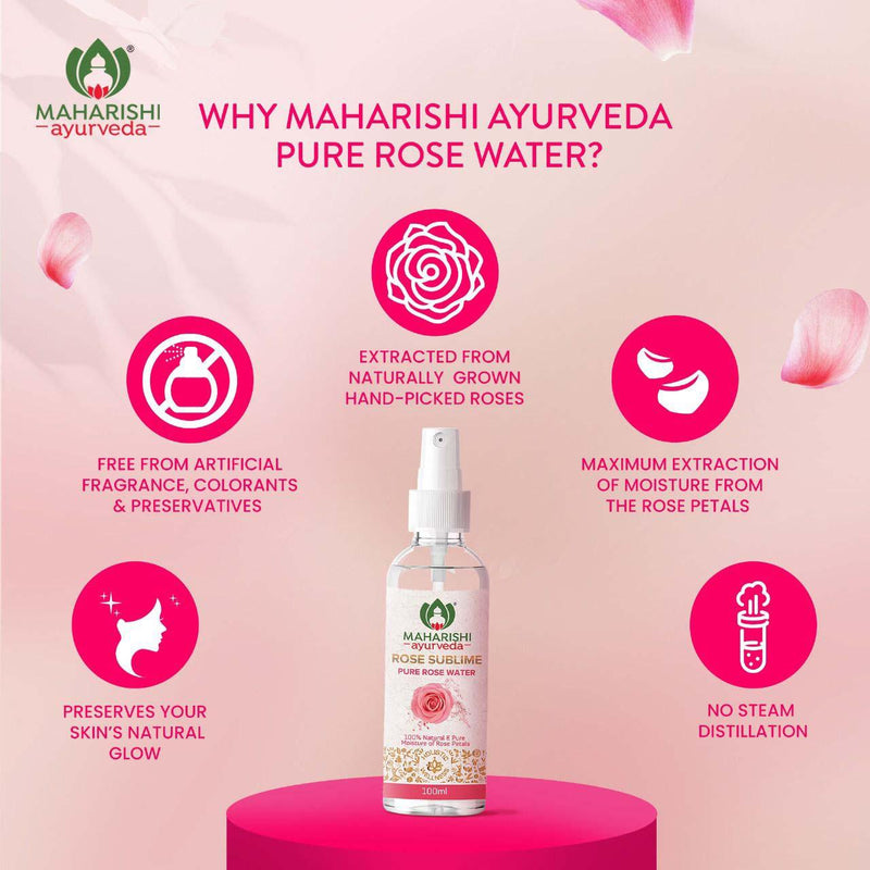 Pure Rose Water - Preserves Your Skin Natural Glow - 100 ml - Maharishi Ayurveda India